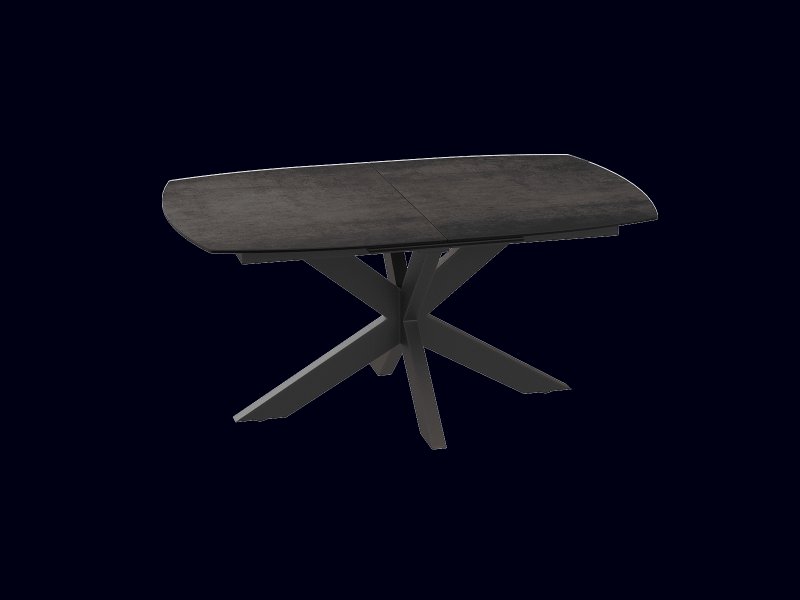 Extending Dining Table 130/170 x 100 x 76 cm - Dark Steel Ceramics - Black lacquered steel legs