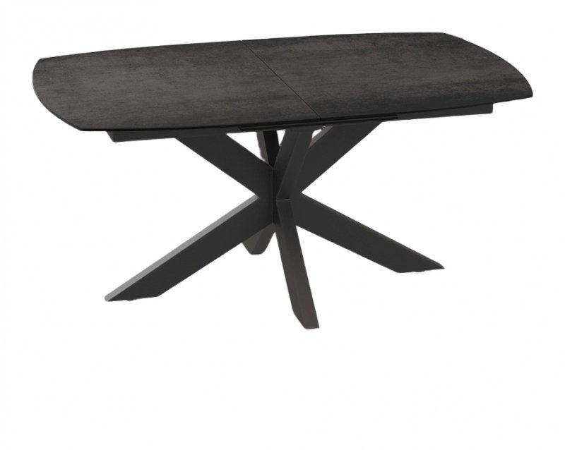 Phoenix Extending Dining Table 130/170 x100 x76 cm - Dark Steel Ceramics -Black lacquered steel leg