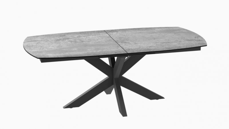 Extending Dining Table 130/170 x 100 x 76 cm - Silver - Black lacquered steel legs