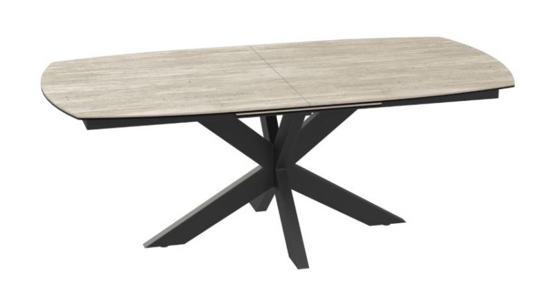 Extending Dining Table 130/170 x 100 x 76 cm - Travertine - Black lacquered steel legs