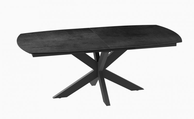 Extending Dining Table 130/170 x 100 x 76 cm - Titanium - Black lacquered steel legs
