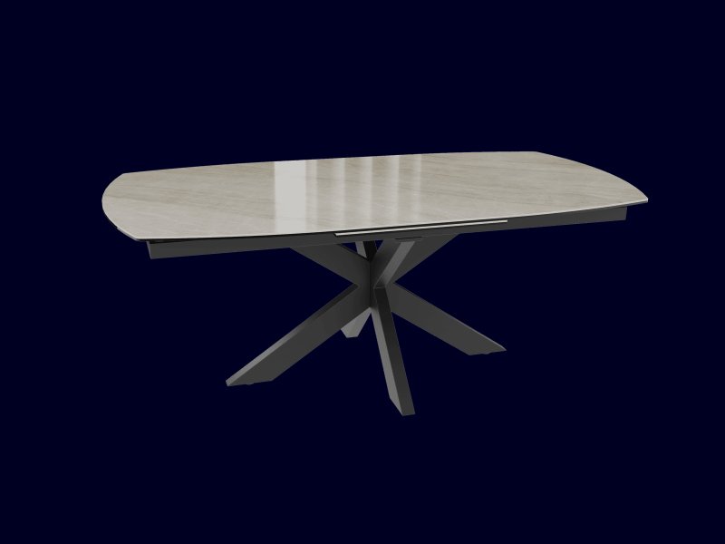 Extending Dining Table 130/170 x 100 x 76 cm - Alhambra Glossy - Black lacquered steel legs