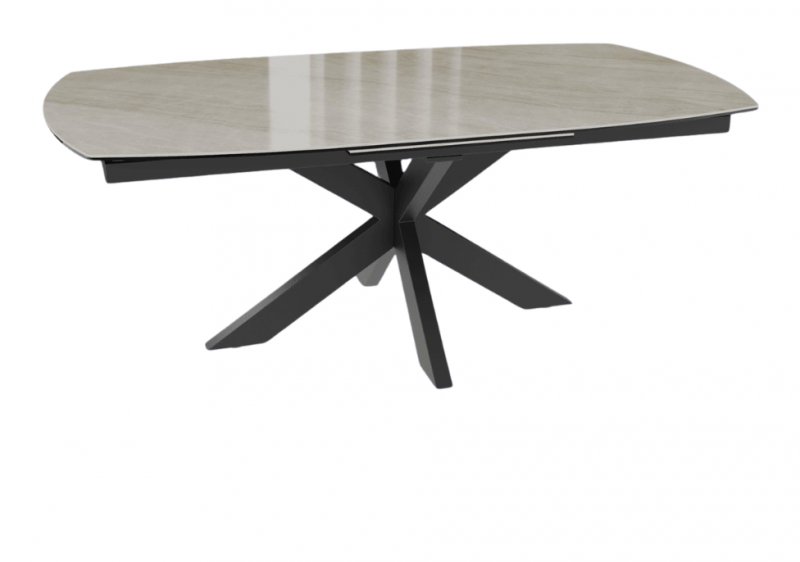 Extending Dining Table 130/170 x 100 x 76 cm - Alhambra Glossy - Black lacquered steel legs