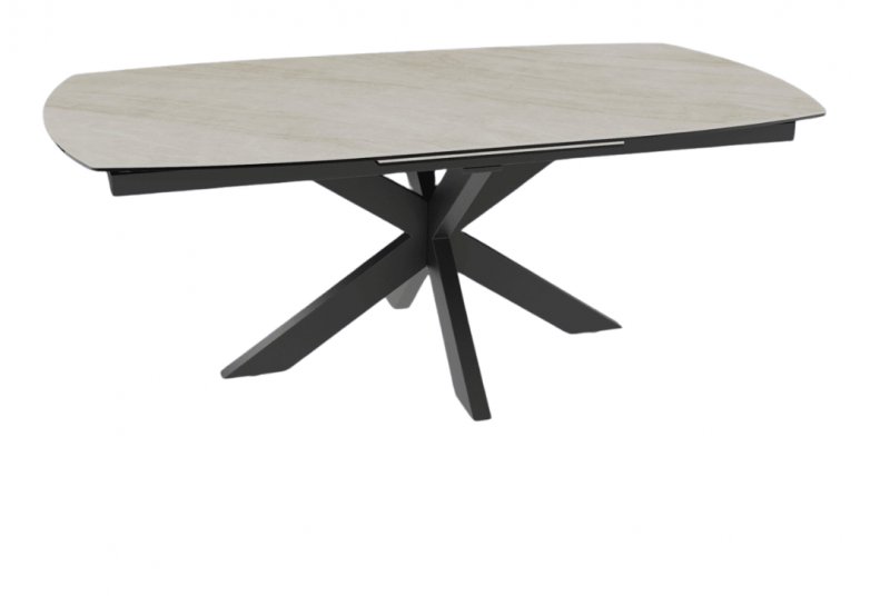 Extending Dining Table 130/170 x 100 x 76 cm - Alhambra Matte - Black lacquered steel legs