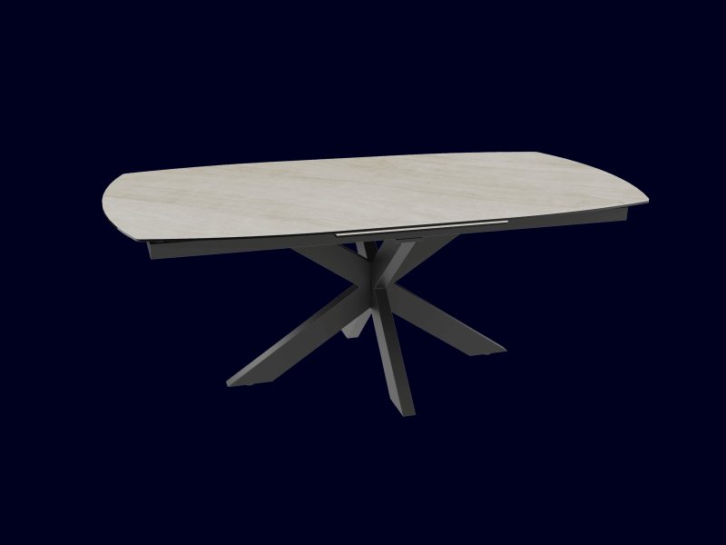 Extending Dining Table 130/170 x 100 x 76 cm - Breccia - Black lacquered steel legs