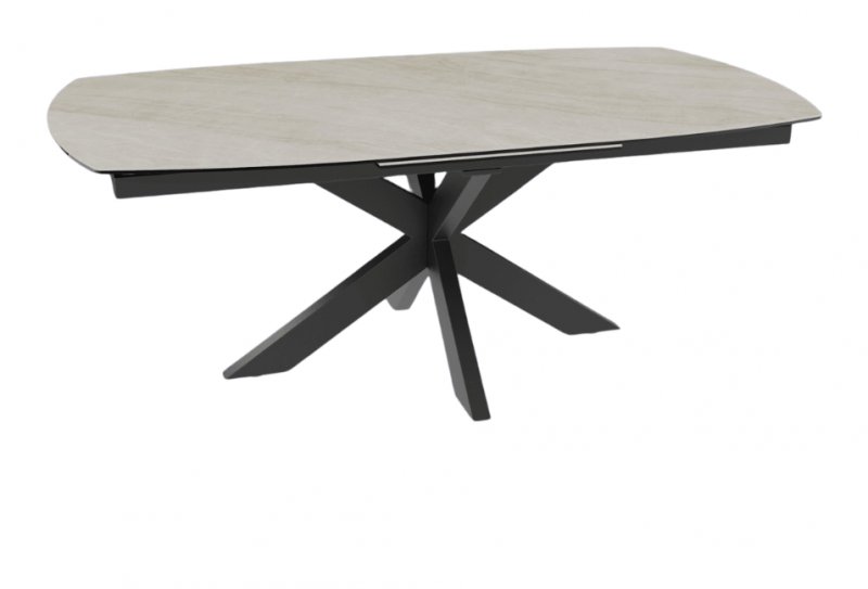 Extending Dining Table 130/170 x 100 x 76 cm - Breccia - Black lacquered steel legs
