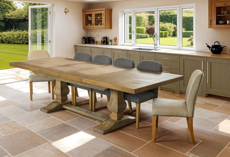 Watton Monastery Extending Dining Table - Grey Finish 180/240/280