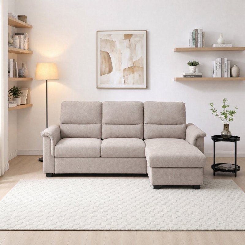 Corner Sofa Bed TaupeChenille