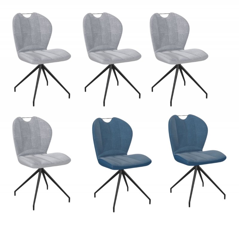 New York 6 Swivel Dining Chairs 4 Grey 2 Blue