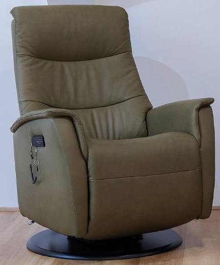 Rock Swivel Powered Recliner & Rechargeable (Medium) - Base A - 2 Motor - Soleda Leather