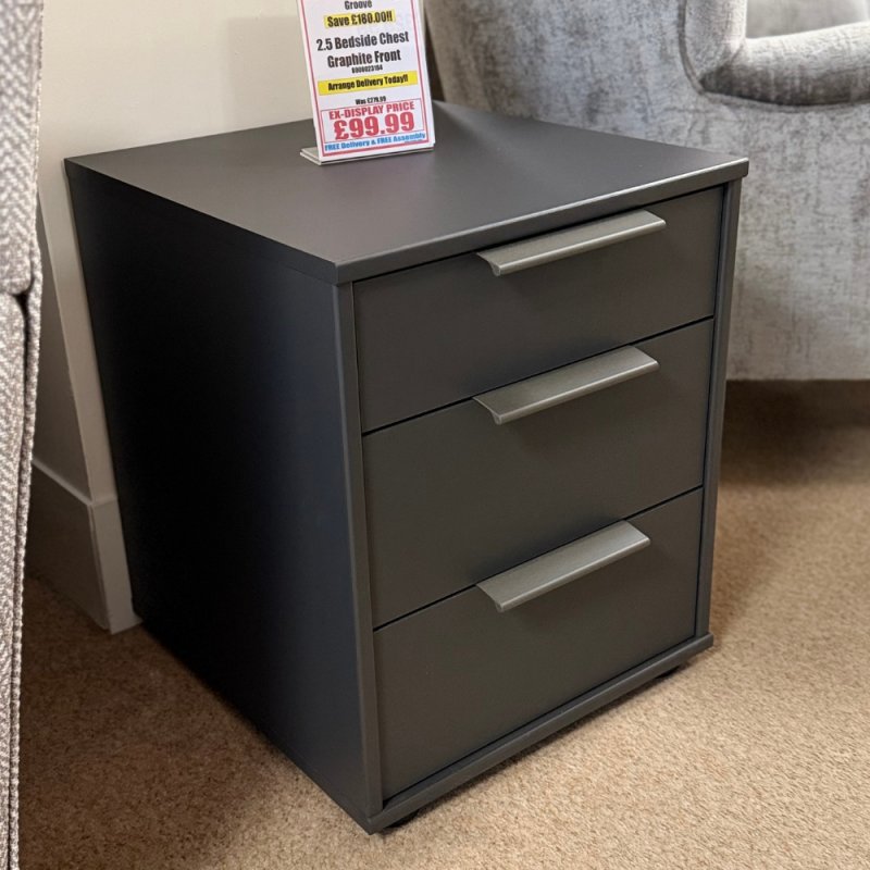 Groove  Bedside Chest Graphite Front