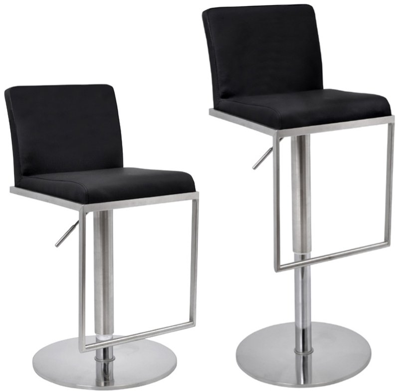 Metropolitan Bar Stools Cadiz Grey Faux Leather Seat Brushed Steel Frame