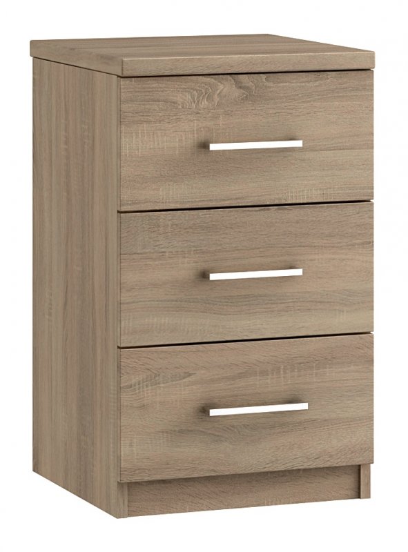 Malta Bedroom 3 Drawer Bedside  Finish - Bardolino Oak