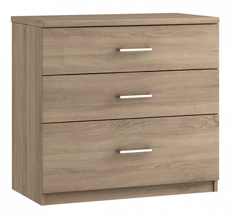 Malta Bedroom 3 Drawer Midi Chest  Finish - Bardolino Oak