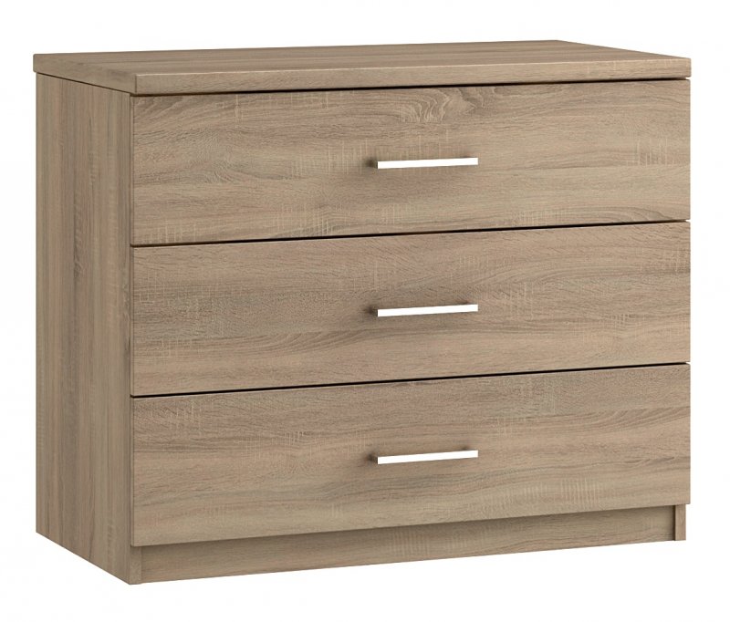 Malta Bedroom 3 Drawer Chest  Finish - Bardolino Oak