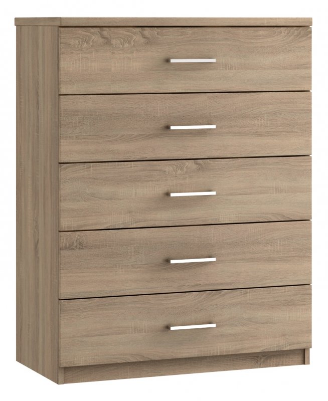 Malta Bedroom 5 Drawer Chest  Finish - Bardolino Oak