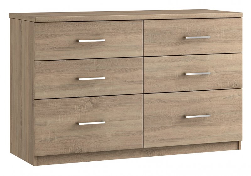 Malta Bedroom 3 Drawer Twin Chest With 1 Deep Drawer  Finish - Bardolino Oak