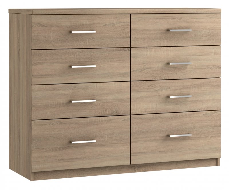 Malta Bedroom 4 Drawer Twin Chest With 1 Deep Drawer  Finish - Bardolino Oak