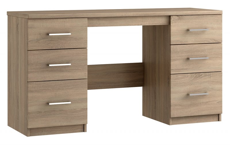 Malta Bedroom Double Pedestal Dressing Table  Finish - Bardolino Oak