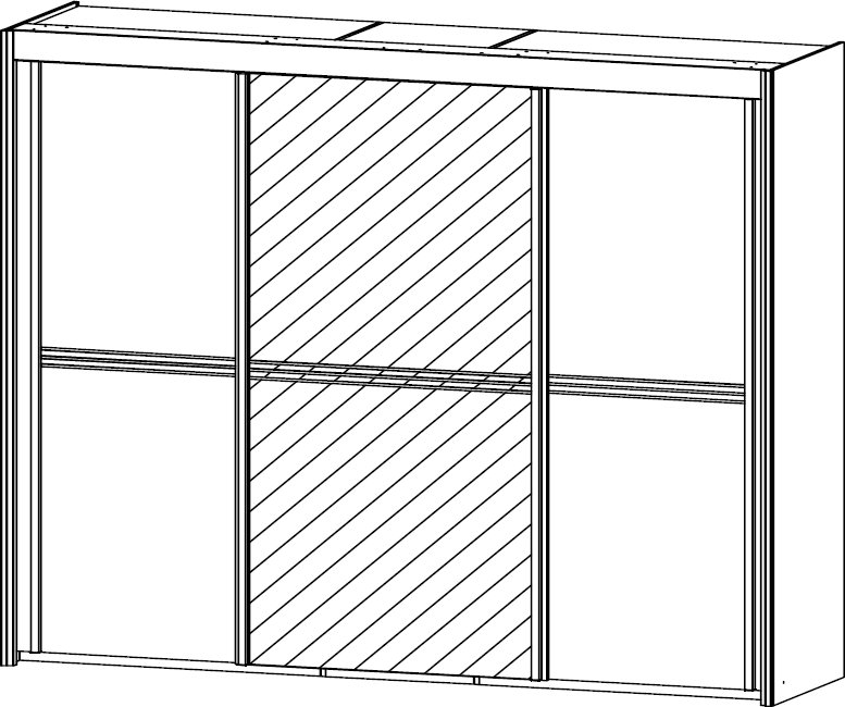 250cm Wide 2 Carcase Colour / 1 Mirrored Door Wardobe 197cm High