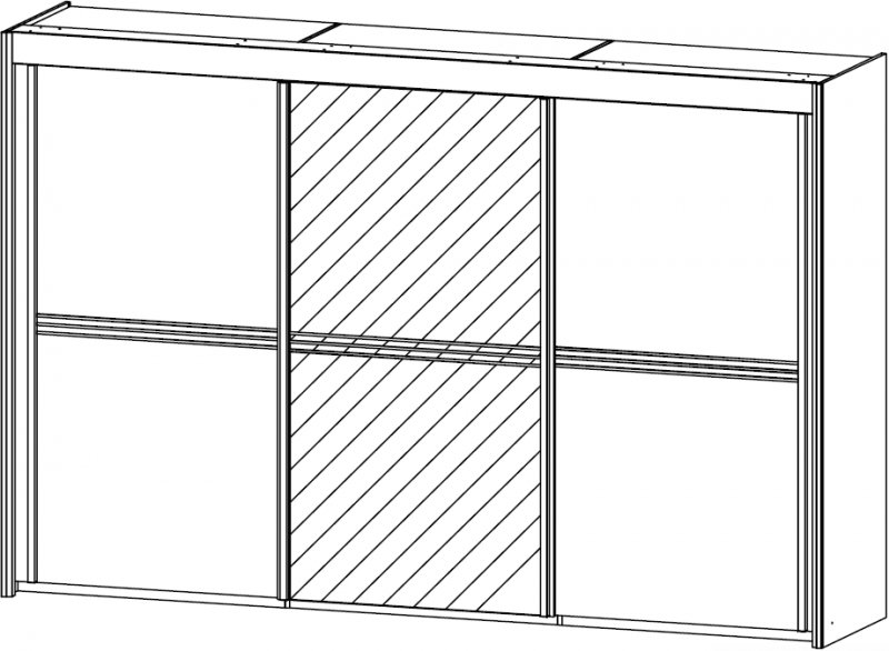 300cm Wide 2 Carcase Colour / 1 Mirrored Door Wardobe 197cm High