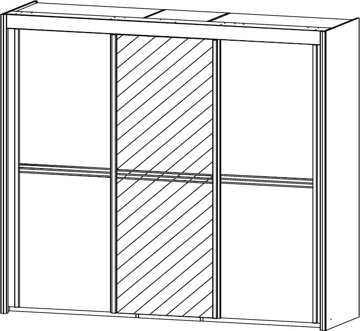 225cm Wide 2 Carcase Colour / 1 Mirrored Door Wardobe 197cm High