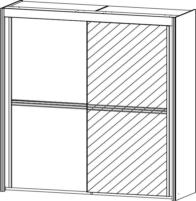 201cm Wide 1 Carcase Colour / 1 Mirrored Door Wardobe 197cm High