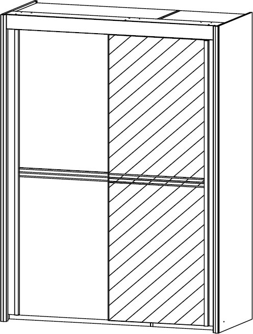 151cm Wide 1 Coloured Glass / 1 Mirrored Door Wardobe 197cm High