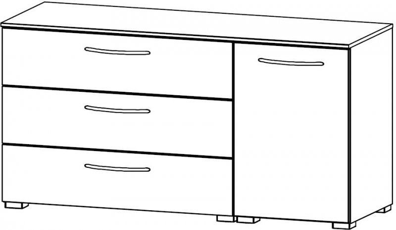 Java Chest Collection 1 RH Door Cupboard / 3 Wide Drawer 120cm Wide