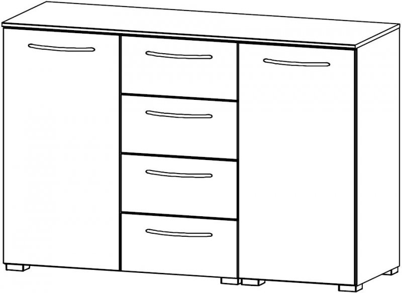 Java Chest Collection 2 Door Cupboard / 3 Drawer 120cm Wide Carcase Colour Front