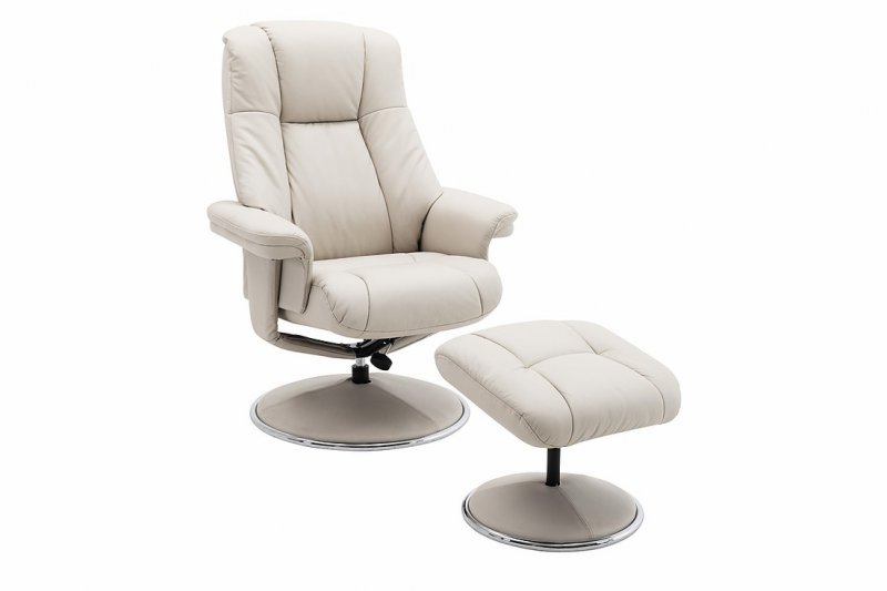 Tampa Swivel Recliner Collection Swivel Recliner and Footstool Mushroom/Chrome
