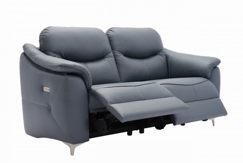 3 Seater Manual Recliner Settee Double Recliner Fabric - B