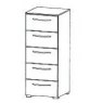 5 Drawer Narrow Chest 100cm High 40cm Wide Carcase Colour Front