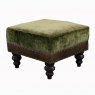 Small Square Stool Display (Galveston Bark Hide with Coco Velvet Olive Seat Cushions)