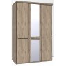 Durban Hinged-door wardrobe with Cornice / 3 Door 1 mirrored door / Handles in silver/