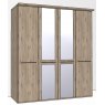 Durban Hinged-door wardrobe with Cornice / 4 Door 2 mirrored doors / Handles in silver/