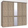 Hinged-door wardrobe with Cornice / 5 Door 1 mirrored doors / Handles in silver/