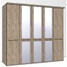 Drban Hinged-door wardrobe with Cornice / 5 Door 3 mirrored doors / Handles in silver/