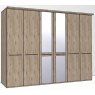 Durban Hinged-door wardrobe with Cornice / 6 Door 2 mirrored doors / Handles in silver/