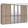 Durban Hinged-door wardrobe with Cornice / 7 Door 3 mirrored doors / Handles in silver/