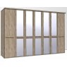 Durban Hinged-door wardrobe with Cornice / 7 Door 5 mirrored doors / Handles in silver/