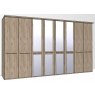 Durban Hinged-door wardrobe with Cornice /  8 Door 4 mirrored doors / Handles in silver/