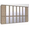 Durban Hinged-door wardrobe with Cornice / 8 Door 6 mirrored doors / Handles in silver/