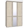 Zambia Hinged-door wardrobe with Cornice / 3 Door 1 mirrored door / Handles in silver/