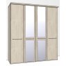 Hinged-door wardrobe with Cornice / 4 Door 2 mirrored doors / Handles in silver/