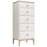 Larvik Bedroom Collection  Cashmere and Oak 5 Drawer Tall Chest