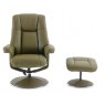 Tampa Swivel Recliner and Footstool Olive Green Leather/ Match