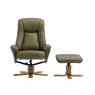 Sedona Swivel Recliner Chair & Footstool / Leather & Match Olive Green
