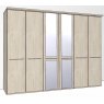 Zambia Hinged-door wardrobe with Cornice / 6 Door 2 mirrored doors