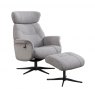 Ronda Swivel Recliner Chair & Footstool /Fabric:- Casper / Black Star Base